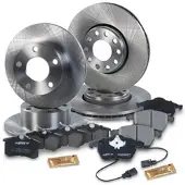 BESTPRICE Bremsscheiben + Bremsbeläge Vorne + Hinten [Hersteller-Nr. 10605112] für VW, Skoda