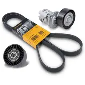 BESTPRICE Keilrippenriemen + Riemenspanner + Umlenk- / Führungsrolle [Hersteller-Nr. 40975753] für VW, Audi