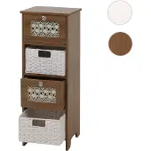 Mendler Kommode HWC-O75, Schubladenschrank, 4 Schubfächer Korbschubladen Holz Melamin 82x30x30cm braun