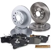 BESTPRICE Bremsscheiben + Bremsbeläge VA + HA [Hersteller-Nr. 41241689] für Skoda