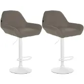 CLP 2er Set Barhocker höhenverstellbar Braga, mit Stoffbezug und Fußstütze | Farbe taupe Gestell Farbe weiß