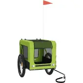 vidaXL Fahrradanhänger Hunde Grün und Schwarz Oxford-Gewebe & Eisen