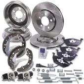 BESTPRICE Komplettset Bremsscheiben+Bremsbacken Vorne+Hinten [Hersteller-Nr. 10605131] für VW, Skoda