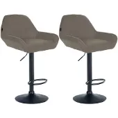 CLP 2er Set Barhocker höhenverstellbar Braga, mit Stoffbezug und Fußstütze | Farbe taupe Gestell Farbe schwarz