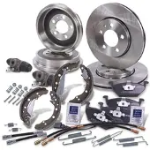 BESTPRICE Komplettset Bremsscheiben+Bremsbacken Vorne+Hinten [Hersteller-Nr. 10605118] für Skoda