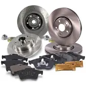 BESTPRICE Bremsscheiben + Bremsbeläge Vorne + Hinten [Hersteller-Nr. 10604180] für Renault