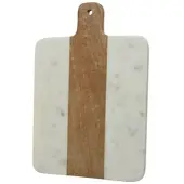 GAUMENKICK Schneidebrett Vesperbrett aus Mangoholz Marmor weiß braun Servierbrett 30cm