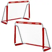 B2X 2er Set Mini-Fußballtore Rot, robuste Netze, 28x16 cm, schneller Aufbau