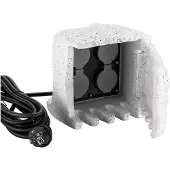 Wiltec 4-fach Gartensteckdose Aussensteckdose Steinoptik Outdoor 5m Kabel