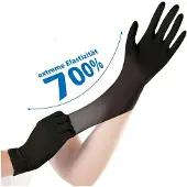 Hygostar Nitrilhandschuhe Safe Super Stretch puderfrei Schwarz 8/M 24cm 100 Stück