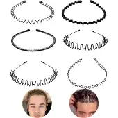 INF 6er-Pack gewellte Metalltiaras und Metallstirnbänder Schwarz