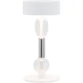 Zafferano Royal Family Wi-Fi - Wiederaufladbare LED-Tischlampe, Touch-Dimmer, 36h Akku, Weiß-Alu, Glas
