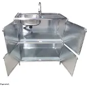 HTI Spüle mit Abtropfläche und Unterschrank für Outdoorküche Silber