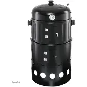 HTI Räuchergrill 3-in-1 mit Thermometer, 3 Etagen, 2x Ø 38 cm Grillfläche