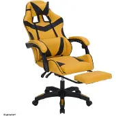 HTI Ergonomischer Gaming Stuhl mit Fussstütze Racing-Design in Gelb-Schwarz