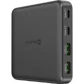Swissten , GaN Hub Ladestation 65W für Tablet / Computer Multiport mit 2 USB-C / 2 USB-A, Schwarz