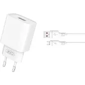 XO Wandladegerät CE02D QC 3.0 18W 1x USB weiß + microUSB-Kabel