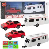 Leantoys Lean Metall-Autobausatz Mit Camper-Anhänger Rot