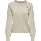 ONLY Rundhalspullover "ONLEMMA LS BUTTON ONECK EX KNT" Kunstfaser, regular fit
