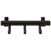 Proregal Kompakte Aluminium Wandgarderobe mit 3 Kunststoffhaken | HxBxT 10x32x7,5cm | Schwarz
