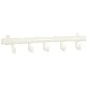 Proregal Kompakte Aluminium Wandgarderobe mit 5 Kunststoffhaken | HxBxT 10x50x7,5cm | Weiß