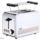 Schaefer Toaster Retro-Look, 2-Scheiben, 850 Watt, EDS weiß/rose-goldfarben