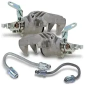 BESTPRICE 2x Bremssattel + Bremsrohr hinten [Hersteller-Nr. 40438707] für Seat, Skoda, Audi, VW