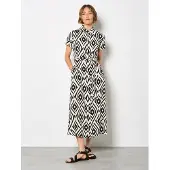 Apricot Hemdblusenkleid "Druckkleid" mit Bindeband, mit Bindeband