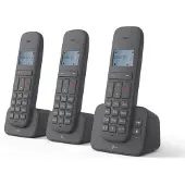 Telekom Sinus CA37 TRIO Strahlungsarmes Schnurlostelefon mit Anrufbeantworter, Rufnummernanzeige, 2 zusätzliche Mobilteile, Freisprechfunktion, DECT