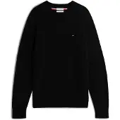 Tommy Hilfiger Rundhalspullover "LAMBSWOOL CREW NECK", Herren, Gr. XXL, schwarz, Strick, Obermaterial: 100% Wolle, unifarben, regular fit normal, Rundhals, Rippbündchen, Pullover Rundhalspullover