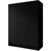 Beautysofa Drehtürenschrank GAVA 150 cm Moderner Kleiderschrank mit glatten Türen, Schwarz