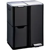 Kitchen Move Treteimer zur Mülltrennung HAJA schwarz 60L Edelstahl Schwarz