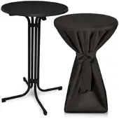 Beautissu STEHTISCH Bellini Ø 70cm Schwarz mit Premium Stehtischhusse Ø 70cm Schwarz