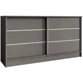 Beautysofa Kommode MIRELA 160 cm Graphit, Sideboard mit 2 Schiebetüren, Highboard mit dekorativen Zierleisten, Moderne Anrichte, Viel Stauraum