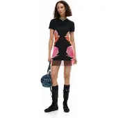 Desigual Strickkleid 26SWVK20 Schwarz Slim Fit