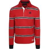 Superdry für Herren. M1110479A Polo Vintage Athletic Stripe Rugby rot (L), Lässig, Baumwolle, Langarm