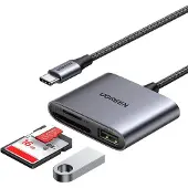UGREEN Card reader + USB, UGREEN CM387, USB-C (black)
