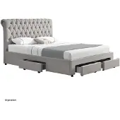 HTI Bett 180x200 cm aus MDF mit 4 Schubladen und Stauraum, Grau, klassisch
