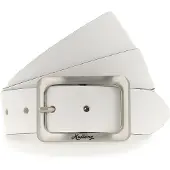 Mustang Ledergürtel "Rachel", Damen, Gr. 110, weiß, Rindsleder, unifarben, Basic, Gürtel Ledergürtel, mit eckiger, mattfarbener Schließe, aus Rindsleder, 3,5 cm breit