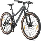 Bikestar Hardtail Aluminium Mountainbike 27.5 Zoll, 21 Gang Shimano Schaltung mit Scheibenbremse | 17 Zoll Rahmen MTB Erwachsenen- und Jugendfahrrad | Schwarz & Grün