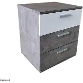 HTI Nachtkommode 3 Schubladen Nina Beton Weiß