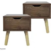 HTI Nachttisch 1 Schublade 2er-Set Thekla Eiche