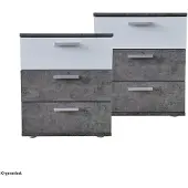 HTI Nachtkommode 3 Schubladen Nina Beton Weiß 2er-Set