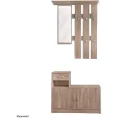 HTI Garderobe Thekla, Garderobenpaneel mit Spiegel (90x116x22cm) und Schrank (90x75x24cm)