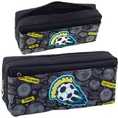 Lean Federmäppchen Schul-Organizer mit Fußball Zwei Taschen Schwarz