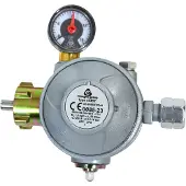 FireFix Gasdruckregler "GHDR Gasdruckregler 50 mbar 2-stufig" Druckminderer für Propan/Butan Gasfla. - Innenräume, Gasheizer, -grill