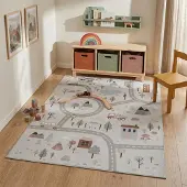 Little Olly Auto Spielteppich - Rocky Ride Weiß 80x150 cm
