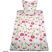HTI Bettwäsche 2-teiliges Set 135 x 200 Rote Wiesenblumen