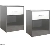 HTI Nachtschrank 2er Set Thekla Beton/Weiss