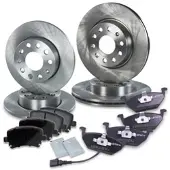BESTPRICE Bremsscheiben + Bremsbeläge Vorne + Hinten [Hersteller-Nr. 10603438] für Audi, VW, Skoda